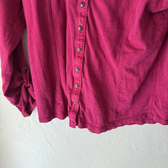 Eddie Bauer Shirt Y2k Small Pink Button Front Long Sleeve 100% Cotton Button Up - Picture 3 of 8